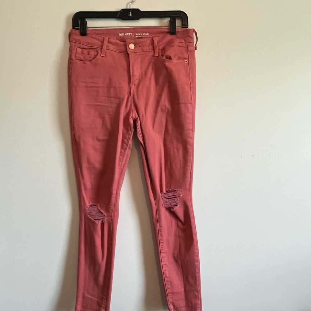Old Navy Coral Skinny Jeans Distressed Style